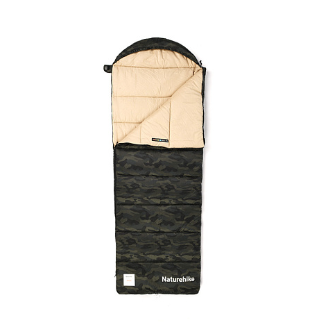 Спальний мішок з капюшоном Naturehike M320 CNK2350WS023, зелений камуфляж, правий