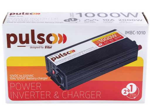 Перетворювач напруги/Зарядн. пристрій PULSO IMBC-1010/12V-220V/1000W/10A/мод.хвиля/клеми