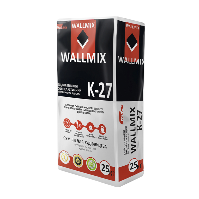 Клей для плитки высокой эластичности Wallmix (Валлмикс) K-27 25 кг. Клей для плитки высокой эластичности Wallmix (Валлмикс) K-27 25 кг.
