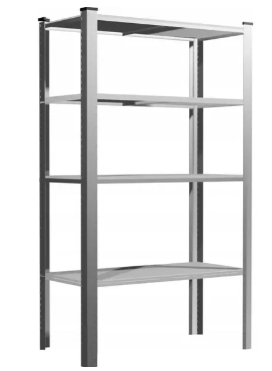 Стелаж металевий (150 х 75 х 30 см) 4 полиці, Сірий