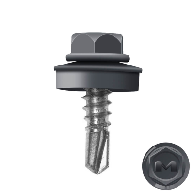 Саморез крашенный 4,8x19мм Wkret-met для крепления профнастила к металлу оцинкованый, с шайбой EPDM, черный Саморез крашенный 4,8x19мм Wkret-met для крепления профнастила к металлу оцинкованый, с шайбой EPDM, черный