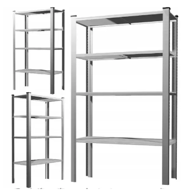 Стелаж металевий (150 х 75 х 30 см) 4 полиці, Сірий
