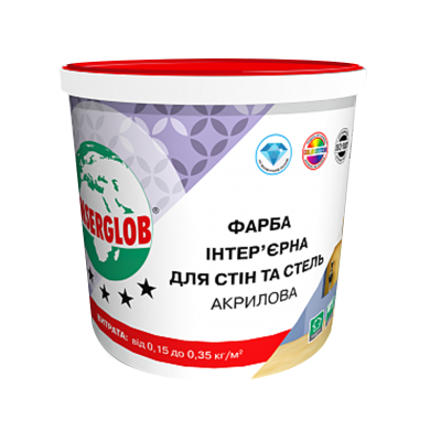Фарба інтер'єрна Anserglob для стін та стель акрилова, 14кг Фарба інтер'єрна Anserglob для стін та стель акрилова, 14кг