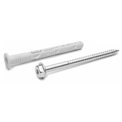 Дюбель нейлоновий з поліамідним оцинкованим шурупом із шестигранною головкою під SW-13/TX-40 Дюбель нейлоновий з поліамідним оцинкованим шурупом із шестигранною головкою під SW-13/TX-40