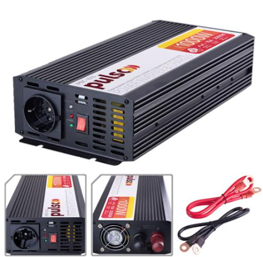 Перетворювач напруги/Зарядн. пристрій PULSO IMBC-1010/12V-220V/1000W/10A/мод.хвиля/клеми