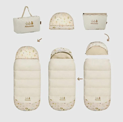 Спальник дитячий з капюшоном Naturehike B180 CNH22SD001, бежевий