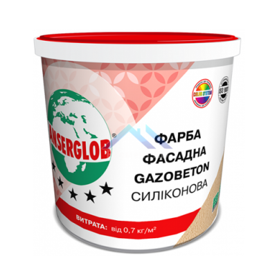 Фарба фасадна Anserglob GAZOBETON силіконова, 14 кг Фарба фасадна Anserglob GAZOBETON силіконова, 14 кг