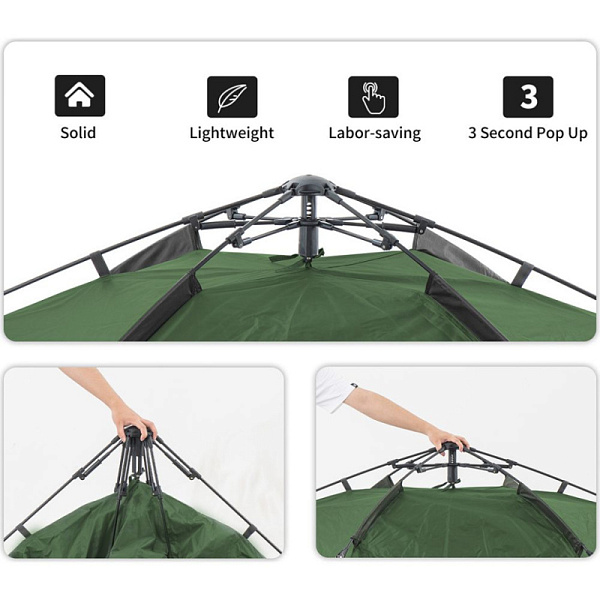 Намет чотиримісний автоматичний Naturehike, темно-зелений