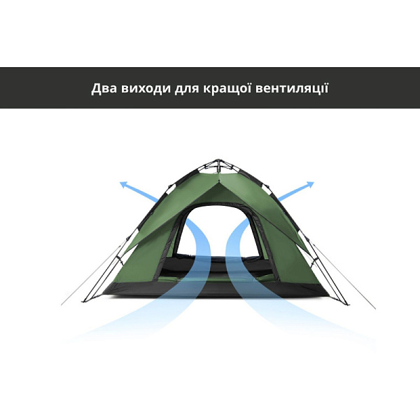 Намет чотиримісний автоматичний Naturehike, темно-зелений