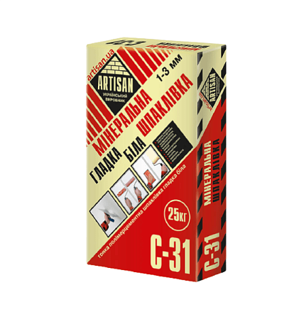 Минеральная шпаклевка гладкая белая ARTISAN С-31 (25кг) Минеральная шпаклевка гладкая белая ARTISAN С-31 (25кг)