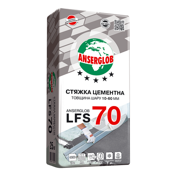Стяжка для підлоги Anserglob LFS 70 (25кг) цементна (Ансерглоб)