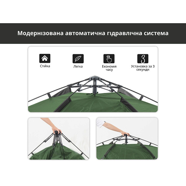 Намет чотиримісний автоматичний Naturehike, темно-зелений