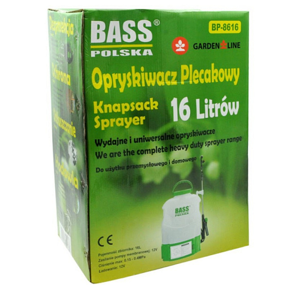 Ранцевий акумуляторний садовий обприскувач 16л Bass Polska 